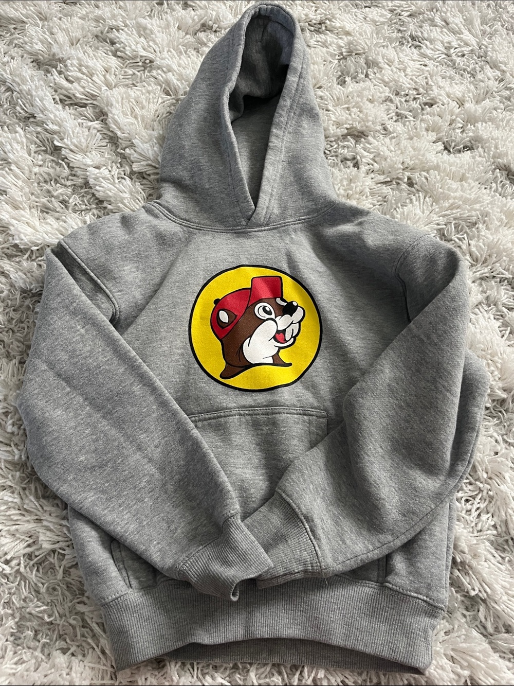 Kids Grey Hoodie with Yellow Mascot Graphic